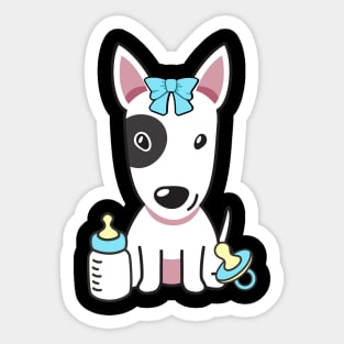 Cute bull terrier is a baby Sticker